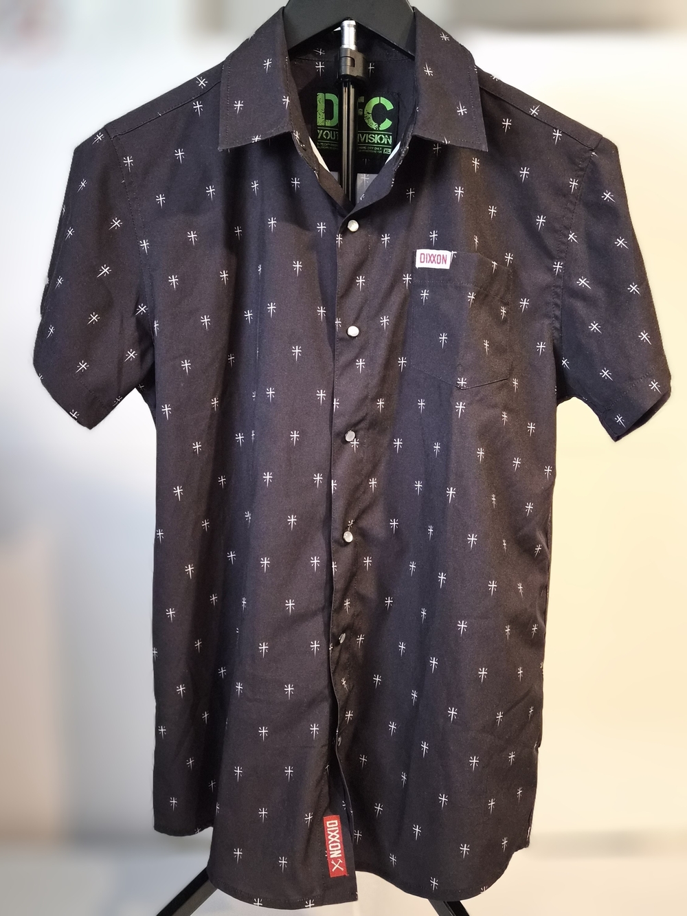 Dixxon Youth Division XL Short Sleeve Snap Button Black Geo Star